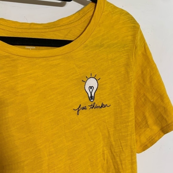 Old Navy every day short sleeve free thinker yellow T-shirt large casual tee - Picture 1 of 4